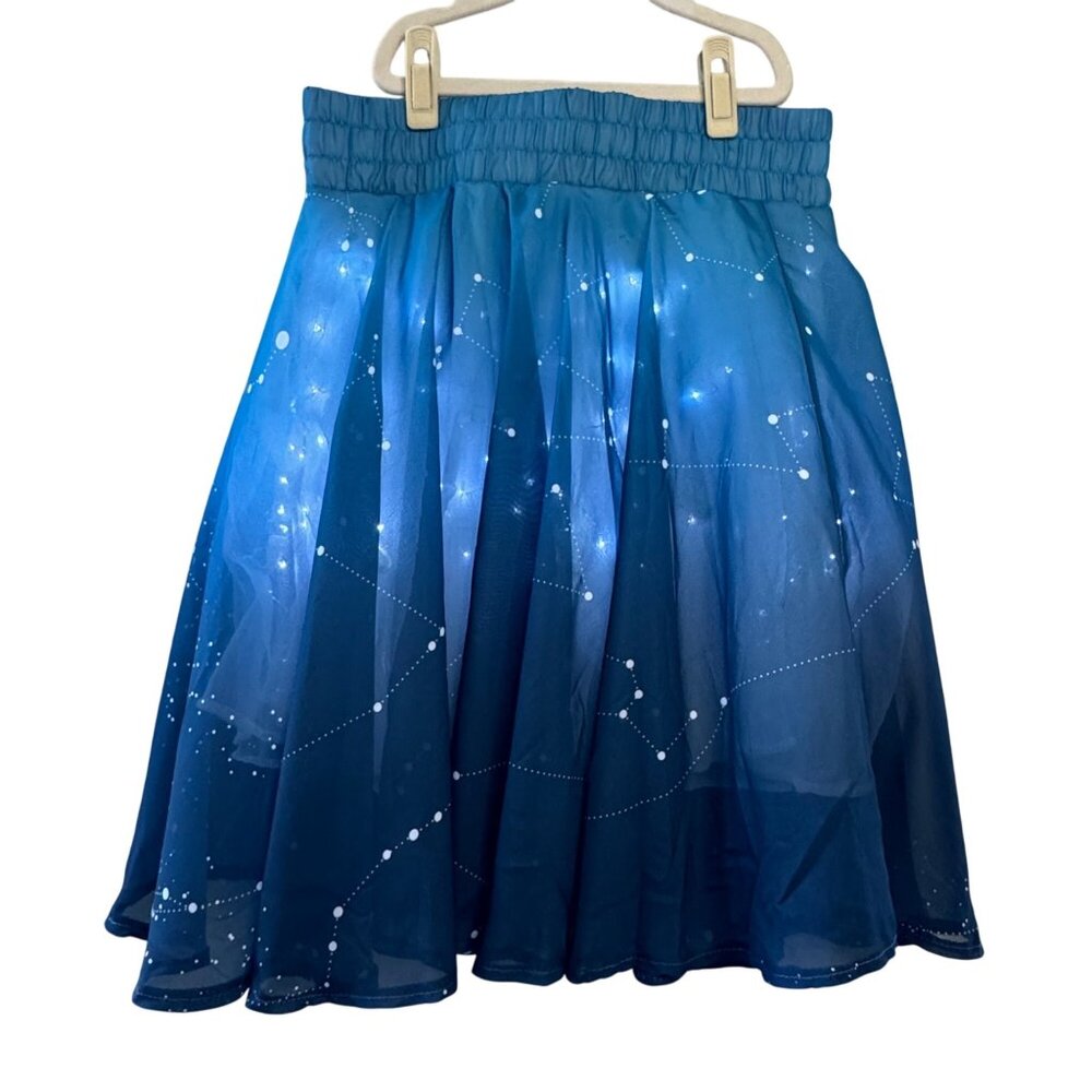 THINKGEEK Twinkling Stars Skirt Womens M Medium Blue LED Light Up Constellation